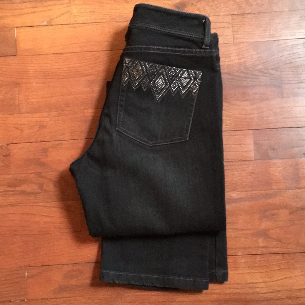 Black jeans with sparkle embellishment